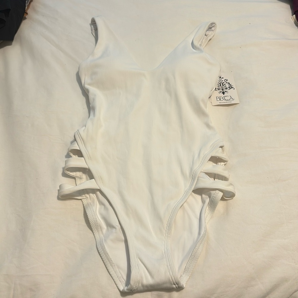 NWT Becca white one piece swimsuit